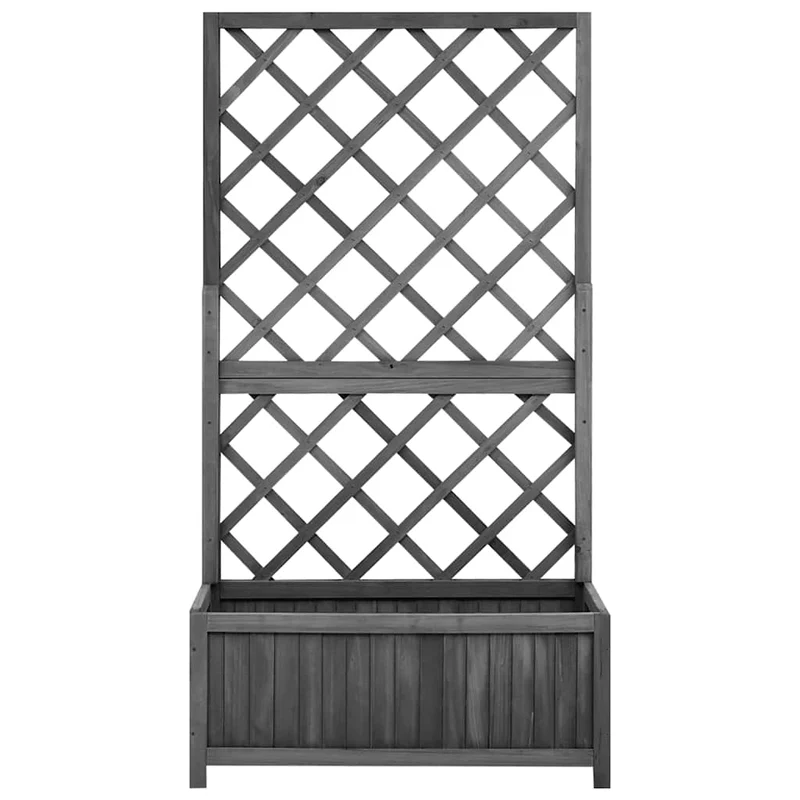 Jardinera Con Enrejado Negro 70x30x135 Cm Madera Maciza De Abeto
