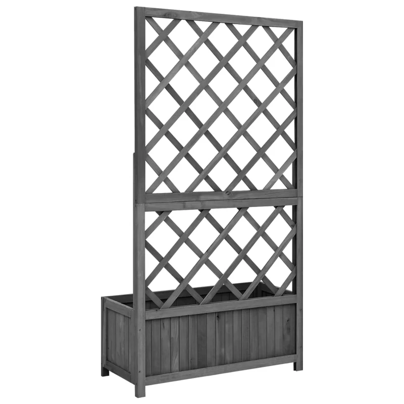 Jardinera Con Enrejado Negro 70x30x135 Cm Madera Maciza De Abeto