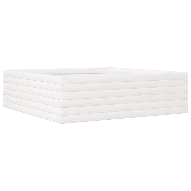 Jardinera De Madera Maciza De Pino Blanca 80x80x23 Cm