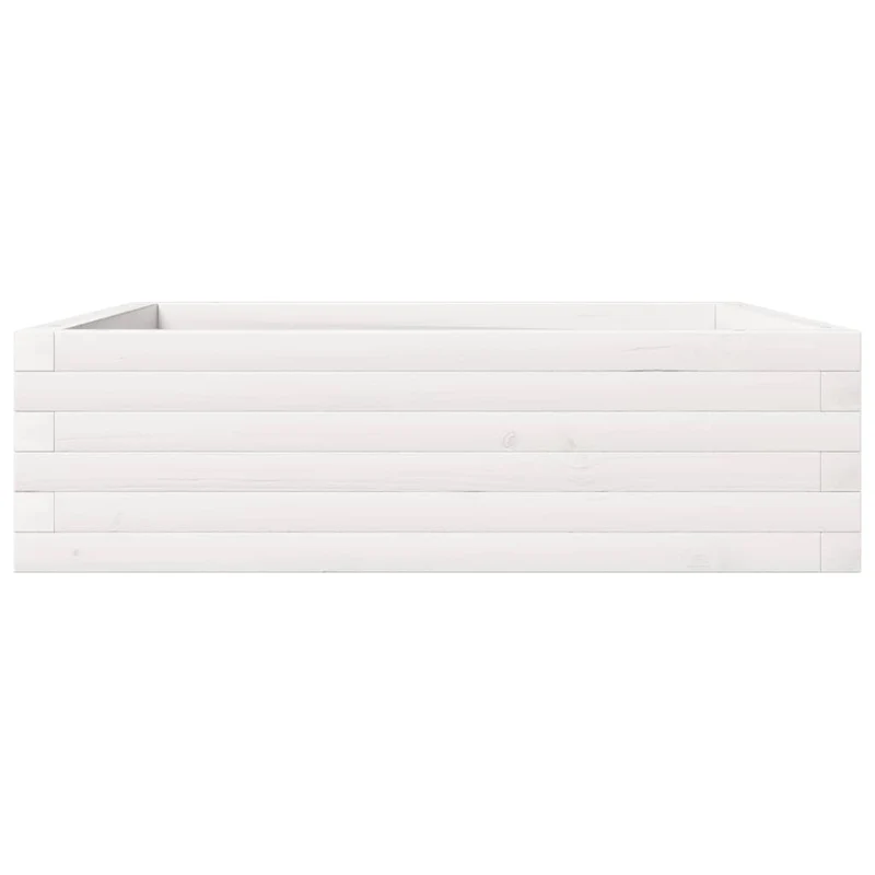 Jardinera De Madera Maciza De Pino Blanca 80x80x23 Cm