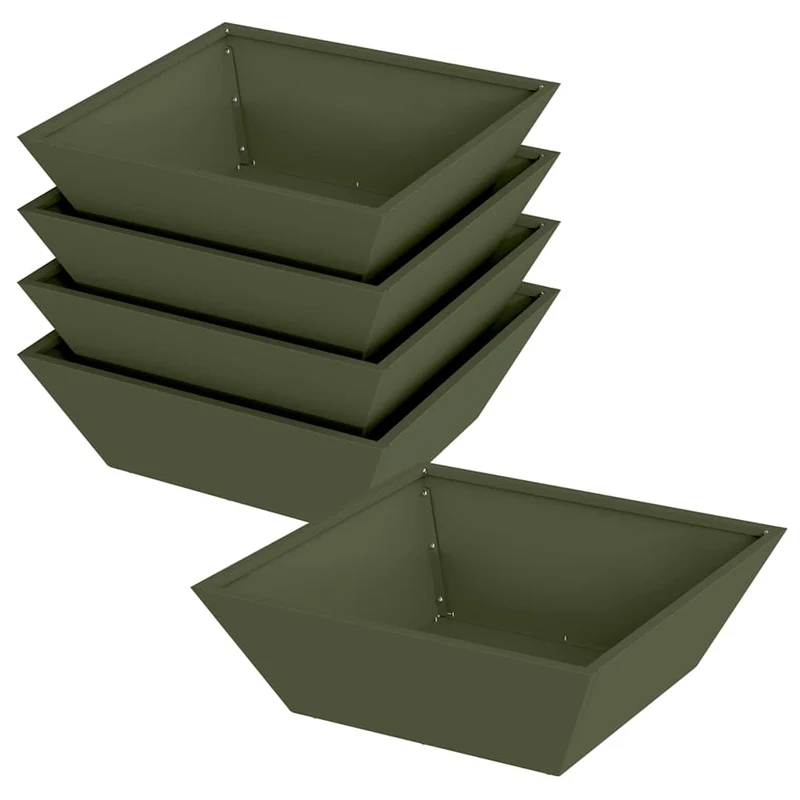 Macetero De Jardín 5 Uds. Verde Oliva 50 X 50 X 15 Cm