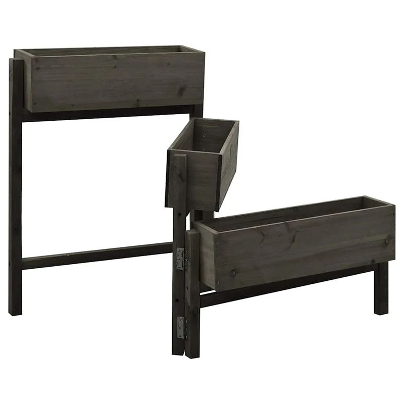 Jardinera Plegable De Jardín Madera De Abeto Gris 60x14x75 Cm