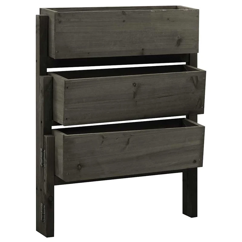Jardinera Plegable De Jardín Madera De Abeto Gris 60x14x75 Cm