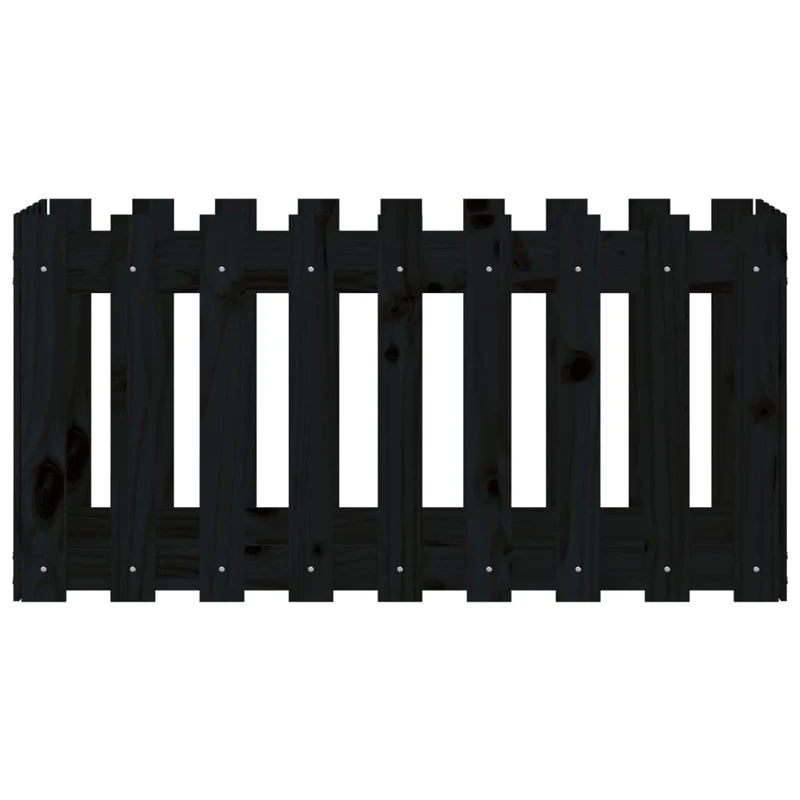 Arriate Elevado Jardín Con Valla Madera Pino Negro 100x50x50cm