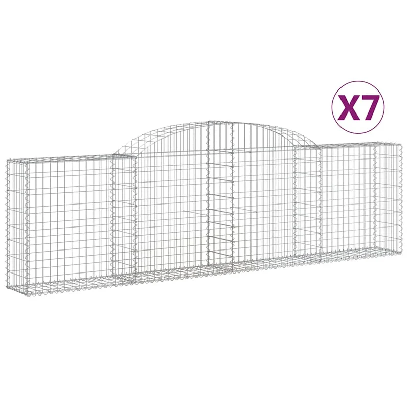 Cestas De Gaviones 7 Uds Forma De Arco Hierro 300x30x80/100 Cm