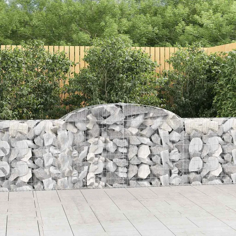 Cestas De Gaviones 7 Uds Forma De Arco Hierro 300x30x80/100 Cm