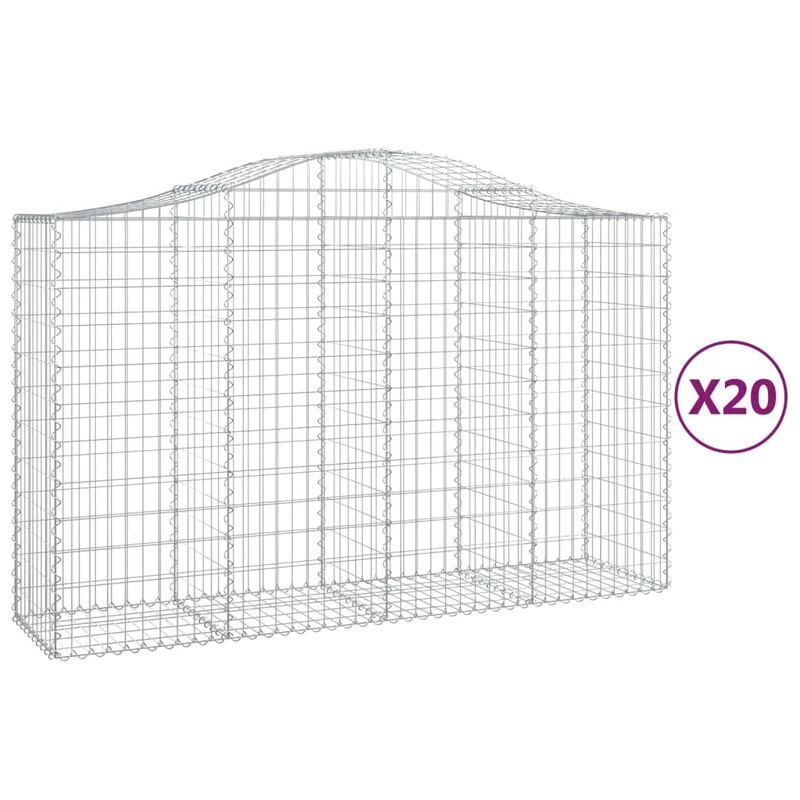 Cestas Gaviones 20 Uds Forma De Arco Hierro 200x50x120/140 Cm
