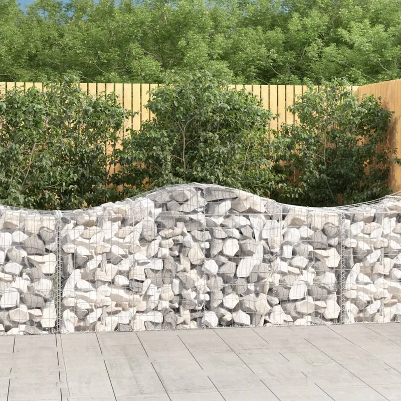 Cestas De Gaviones 8 Uds Forma De Arco Hierro 200x50x80/100 Cm