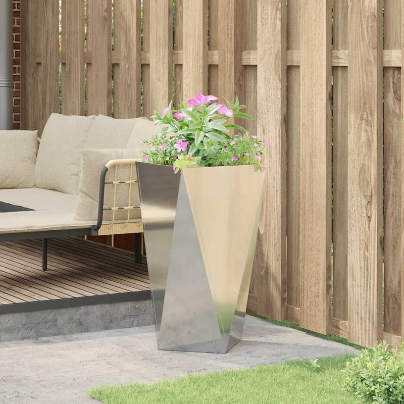 Jardinera Plateado 40 X 40 X 75 Cm Acero Galvanizado
