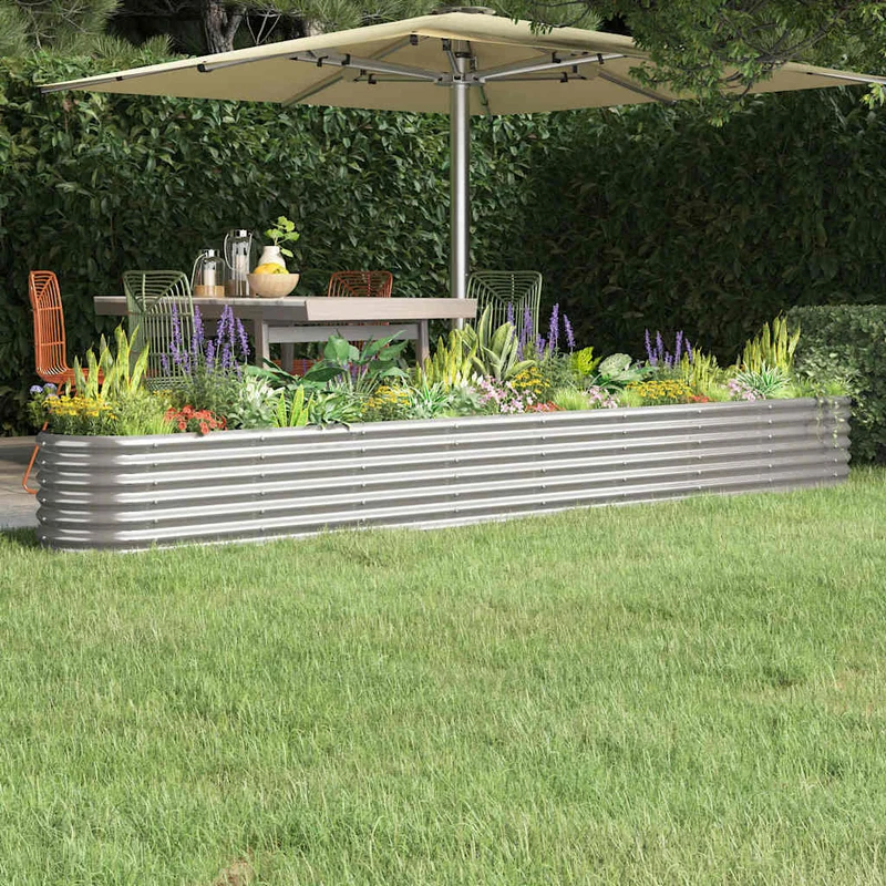 Jardinera Arriate Acero Galvanizado Plata 332x40x36 Cm