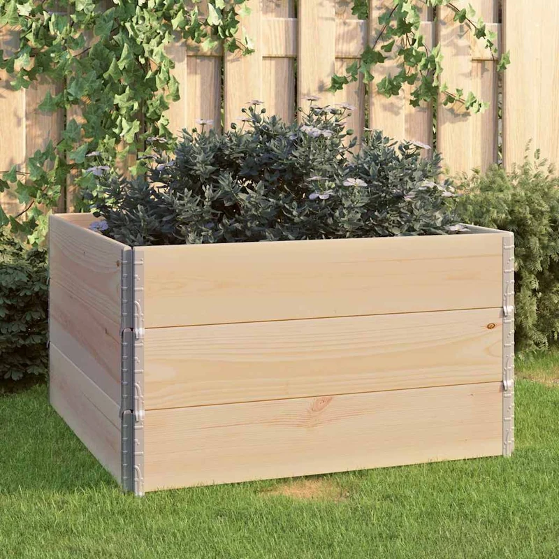 Arriates De Madera Maciza De Pino 3 Unidades 100x100 Cm
