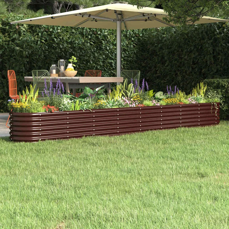 Jardinera Arriate Acero Galvanizado Marrón 332x40x36 Cm