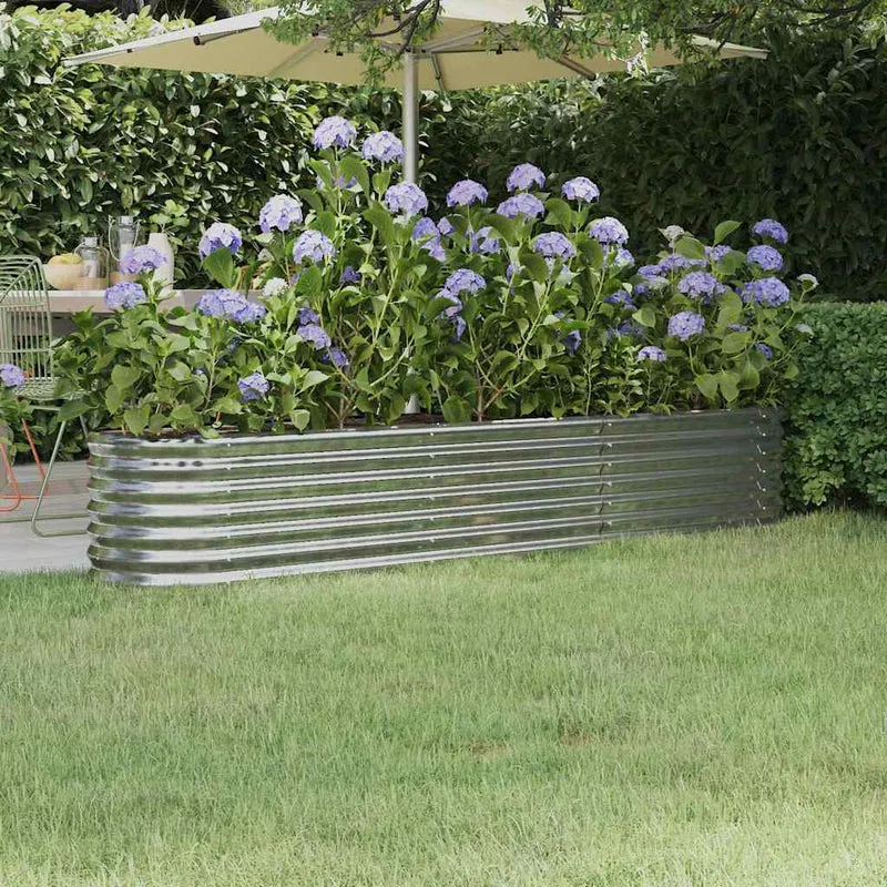 Jardinera Arriate Acero Galvanizado Plata 224x40x36 Cm