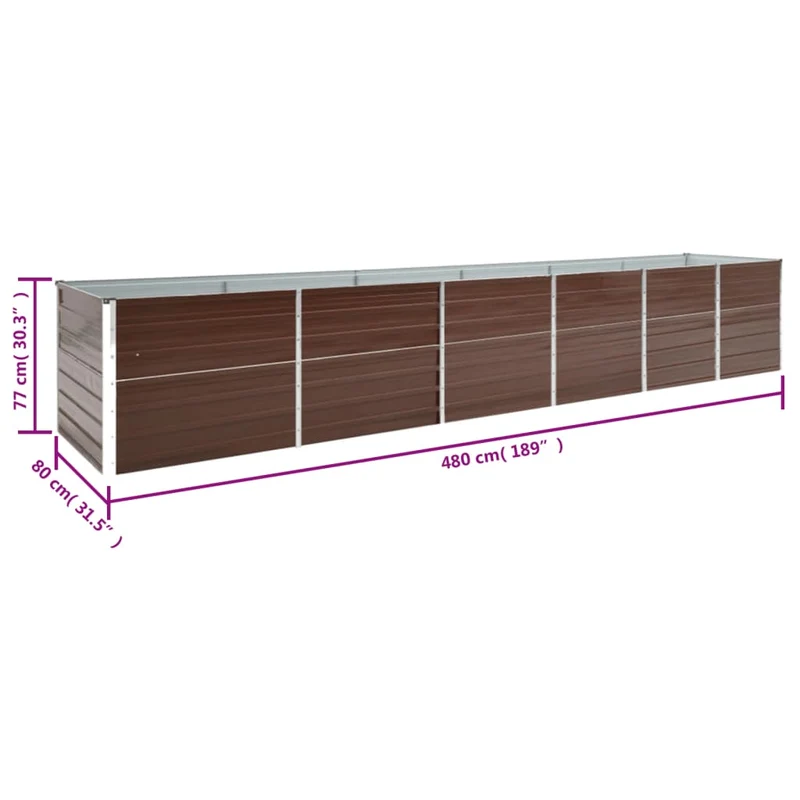 Arriate De Jardín De Acero Galvanizado Marrón 480x80x77 Cm