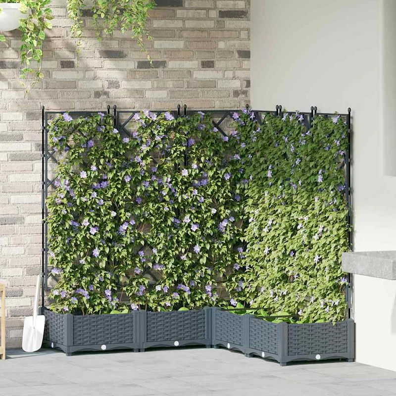 Macetero De Jardín 5 Uds. Gris Claro 120 X 120 X 125,5 Cm Pp