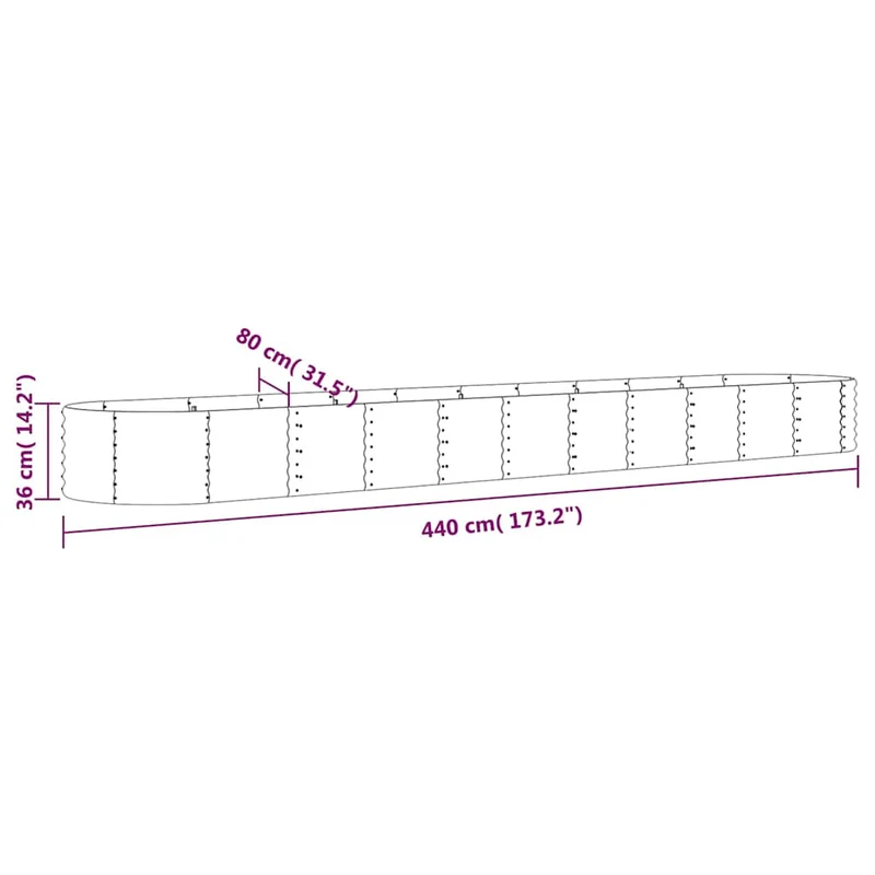 Jardinera Arriate Acero Galvanizado Marrón 440x80x36 Cm