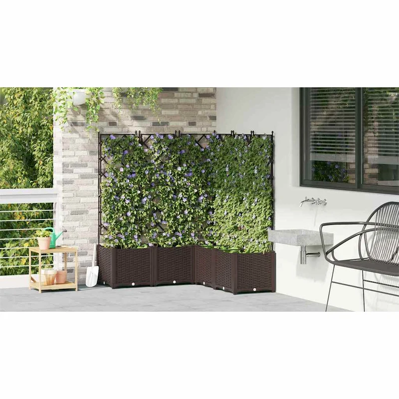 Macetero De Jardín 5 Uds. Marrón 120 X 120 X 143 Cm Pp