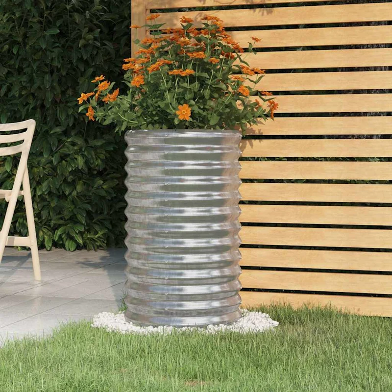 Jardinera De Acero Galvanizado Plateado 40x40x68 Cm