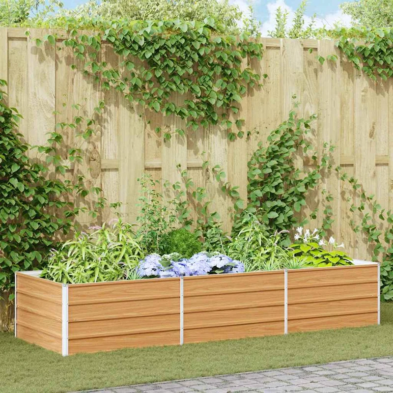 Arriate Elevado Marrón Claro 240 X 80 X 45 Cm Acero Galvanizado