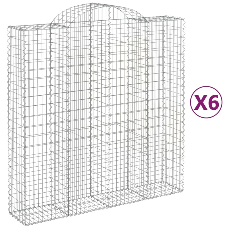 Cestas De Gaviones 6 Uds Forma De Arco Hierro 200x50x200/220 Cm