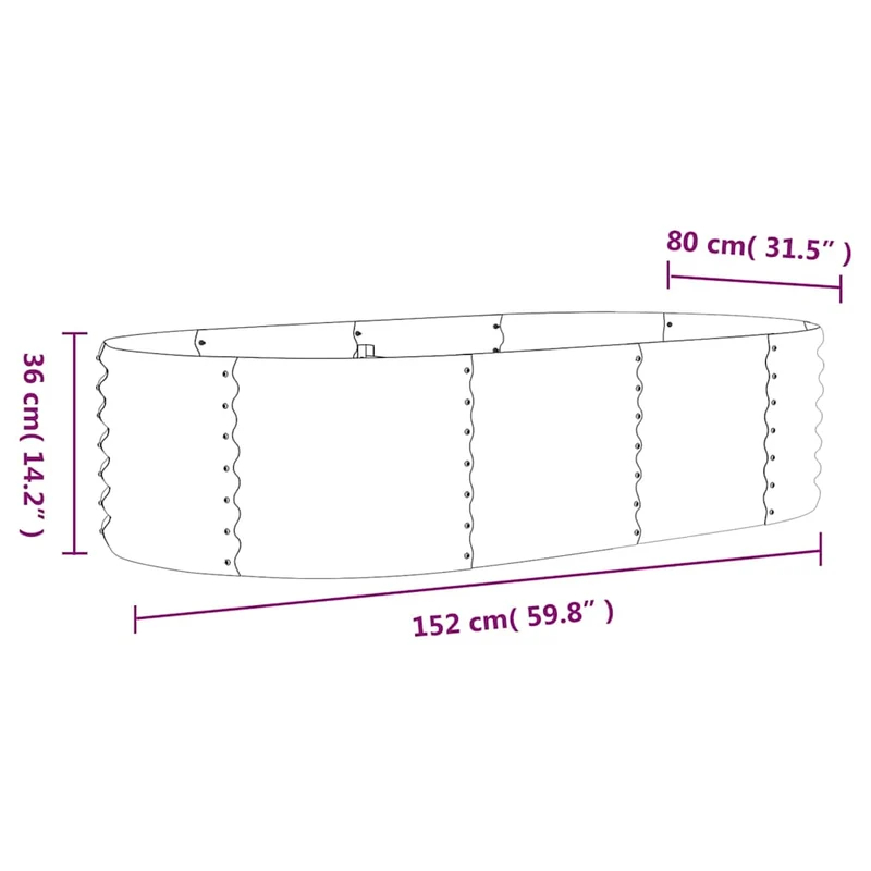 Jardinera Arriate Acero Galvanizado Plata 152x80x36 Cm