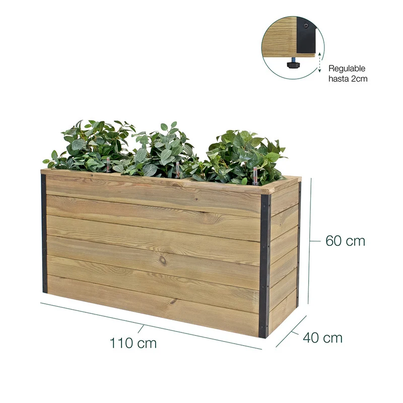 Jardinera De Madera Con Autorriego 110x40x60 Cm Nidum Hortalia