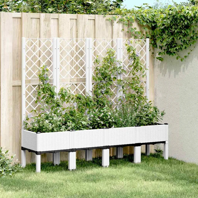 Jardinera Con Enrejado Pp Blanco 160x40x142 Cm