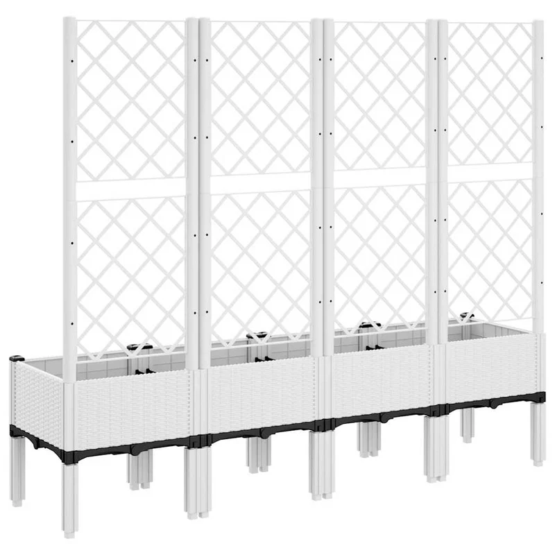 Jardinera Con Enrejado Pp Blanco 160x40x142 Cm