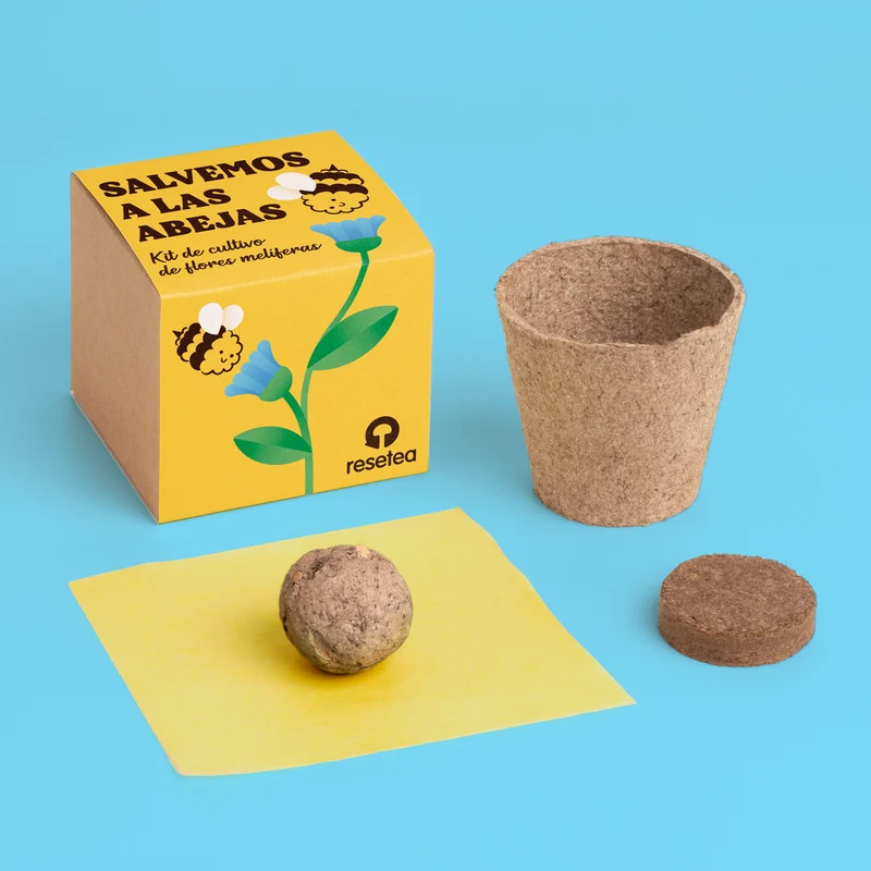 Salvemos a las Abejas – Kit Flores Melíferas con Bomba de Semillas, Regalo Educativo - Resetea
