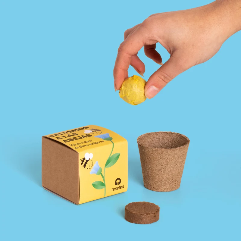 Salvemos a las Abejas – Kit Flores Melíferas con Bomba de Semillas, Regalo Educativo - Resetea