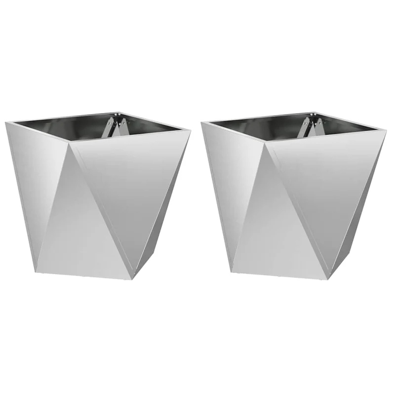 Jardinera 2 Uds. Plateado 50 X 50 X 50 Cm Acero Galvanizado