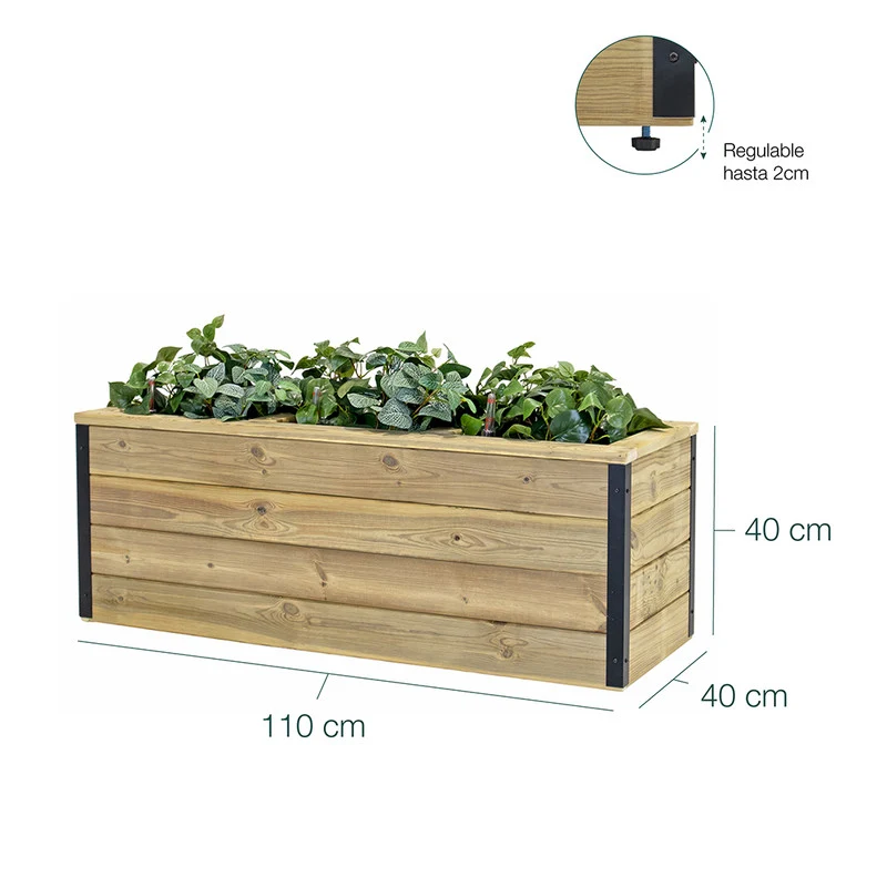 Jardinera De Madera Con Autorriego 110x40x40 Cm Nidum Hortalia