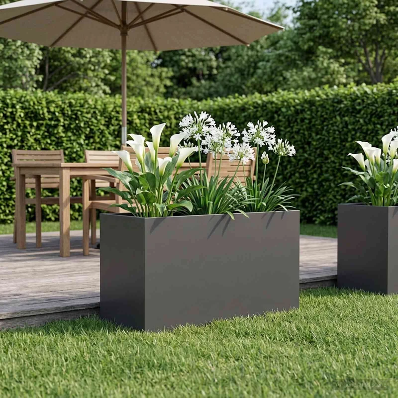 Macetero De Jardín Negro 80 X 50 X 50 Cm Acero Laminado En Frío