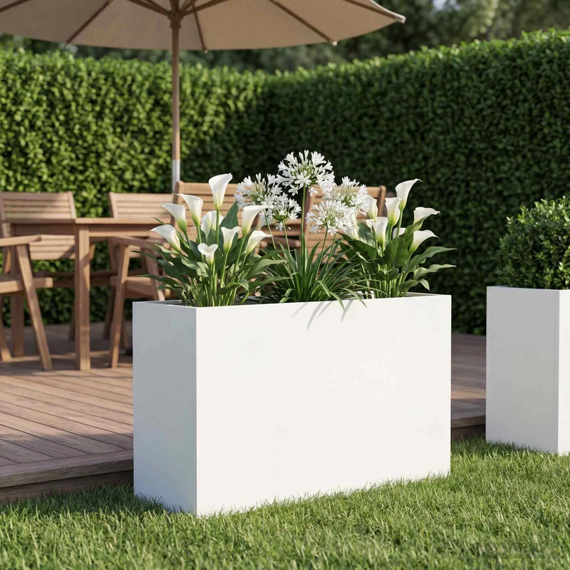 Macetero De Jardín Blanco 80 X 30 X 40 Cm