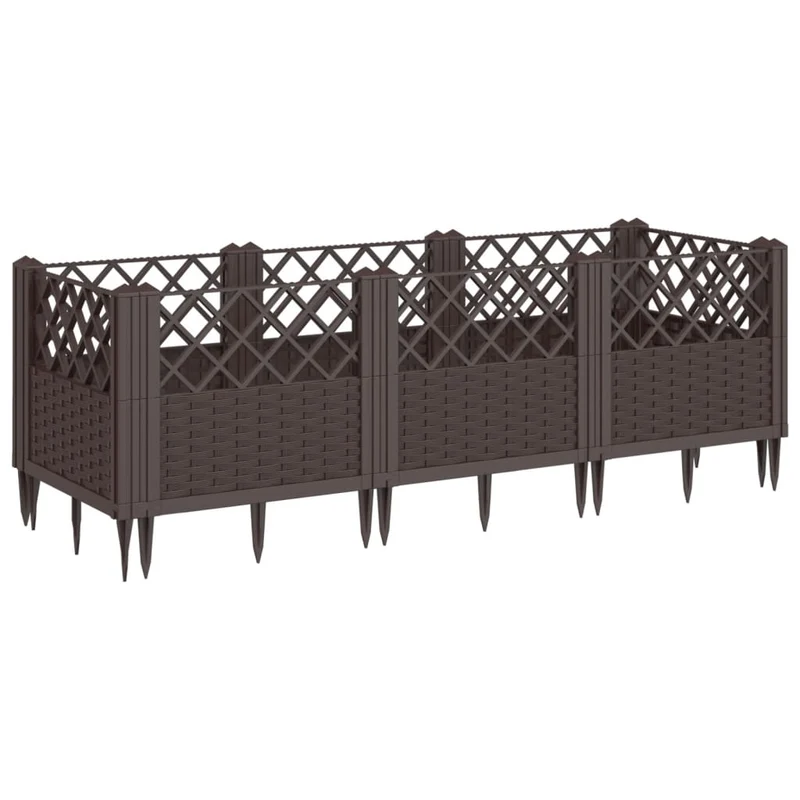 Jardinera Con Clavijas Pp Marrón 123,5x43,5x43,5 Cm