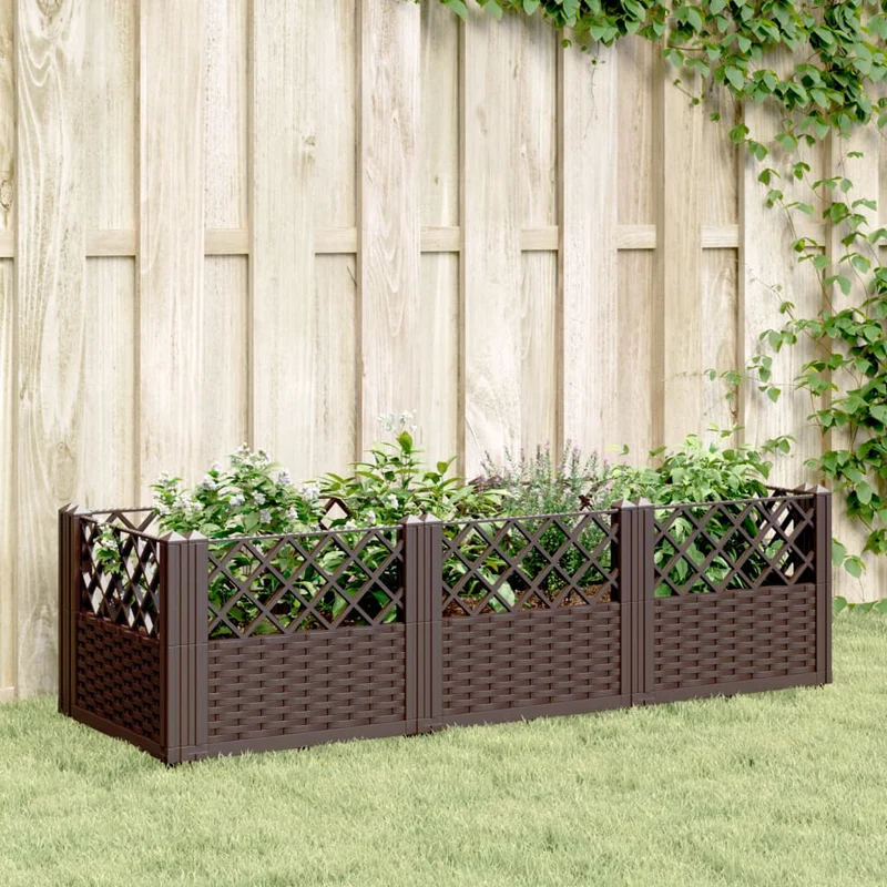 Jardinera Con Clavijas Pp Marrón 123,5x43,5x43,5 Cm