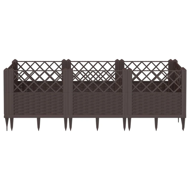 Jardinera Con Clavijas Pp Marrón 123,5x43,5x43,5 Cm
