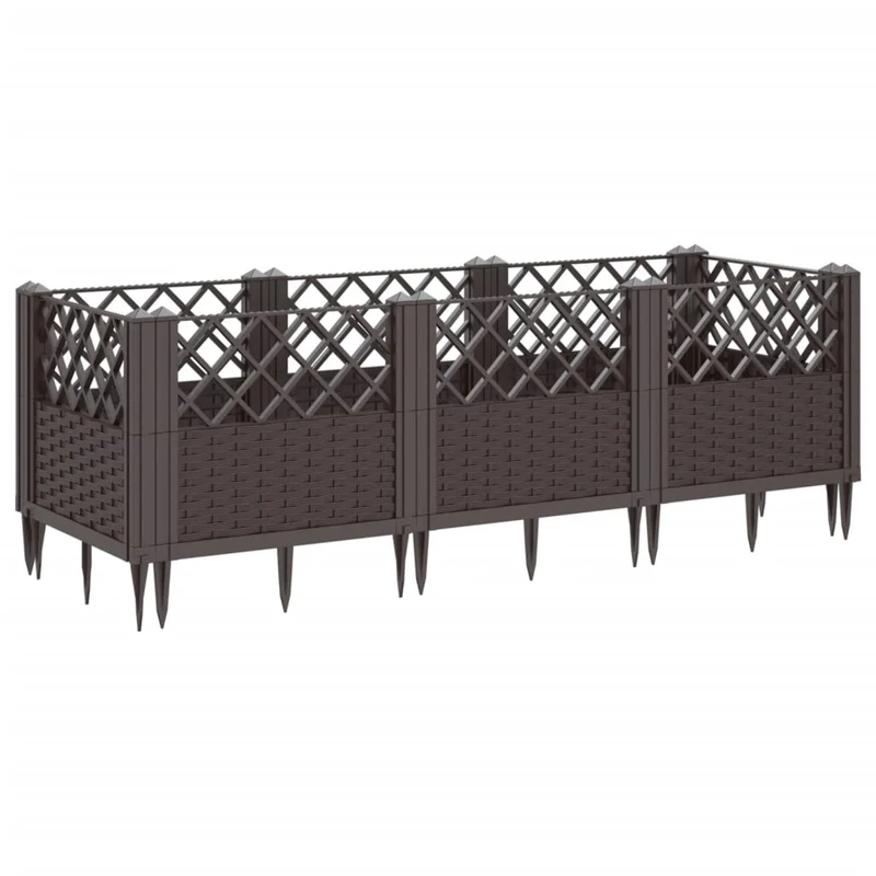 Jardinera Con Clavijas Pp Marrón 123,5x43,5x43,5 Cm