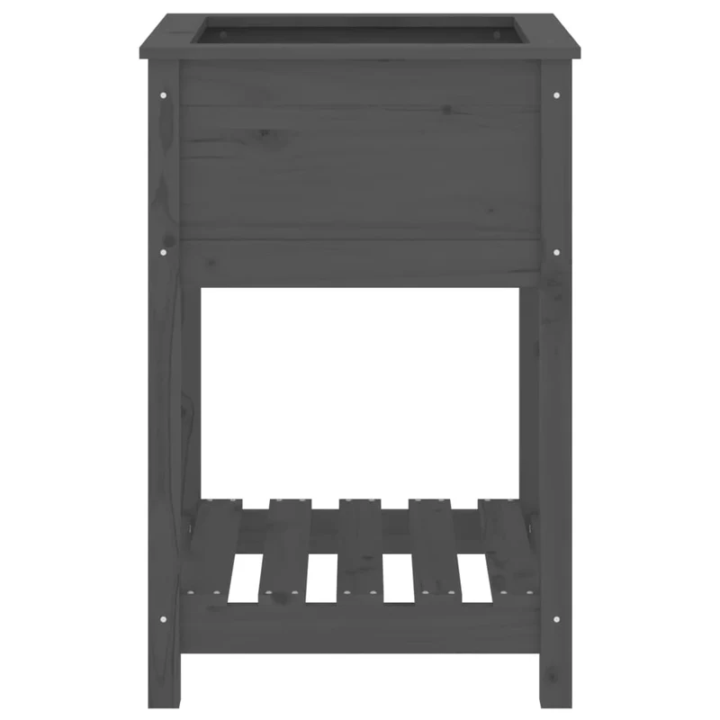 Jardinera Con Estante Madera Maciza De Pino Gris 54x34,5x81 Cm