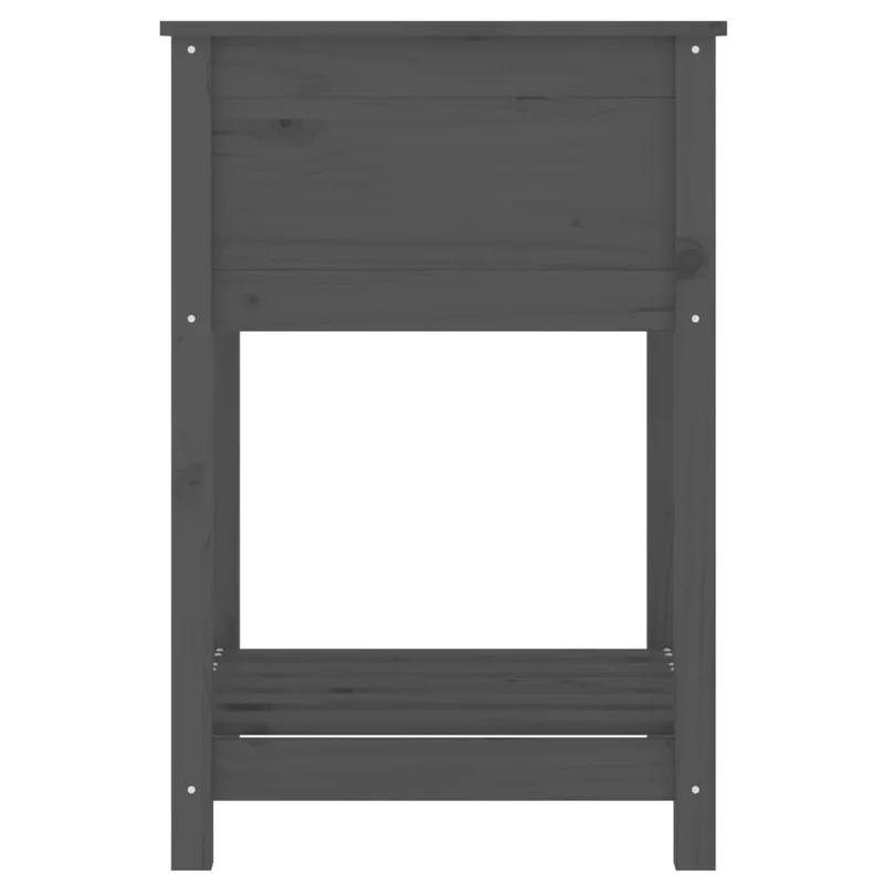 Jardinera Con Estante Madera Maciza De Pino Gris 54x34,5x81 Cm
