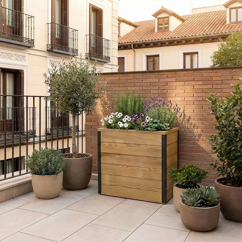 Jardinera De Madera Con Autorriego 60x34x60 Cm Nidum Hortalia