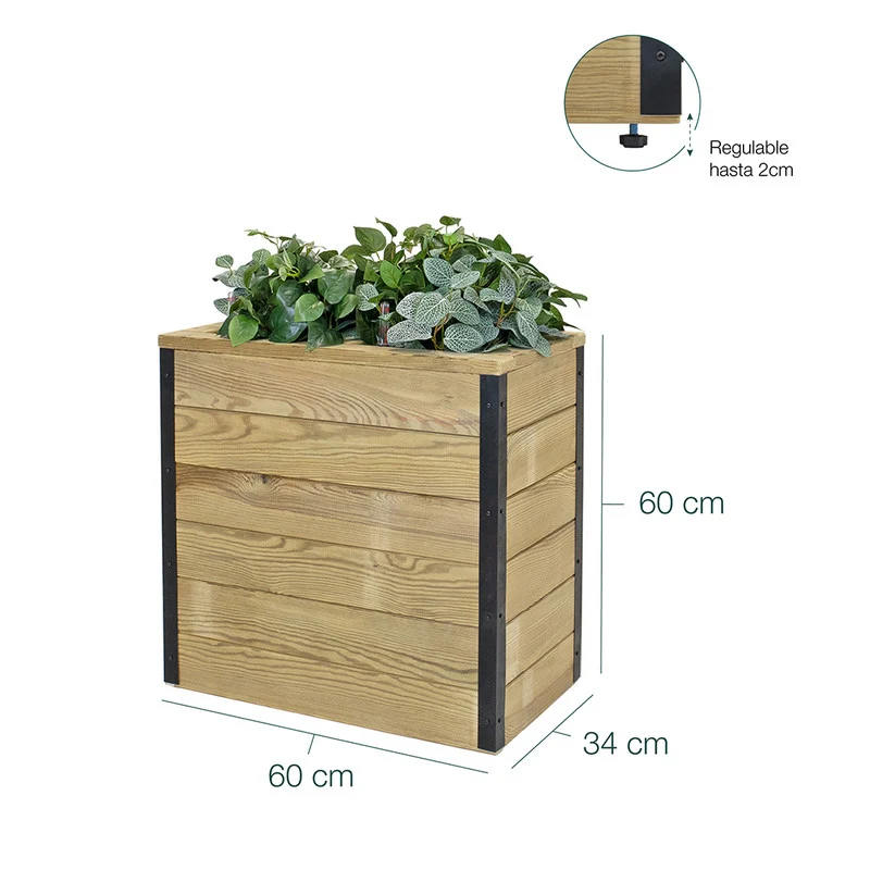 Jardinera De Madera Con Autorriego 60x34x60 Cm Nidum Hortalia