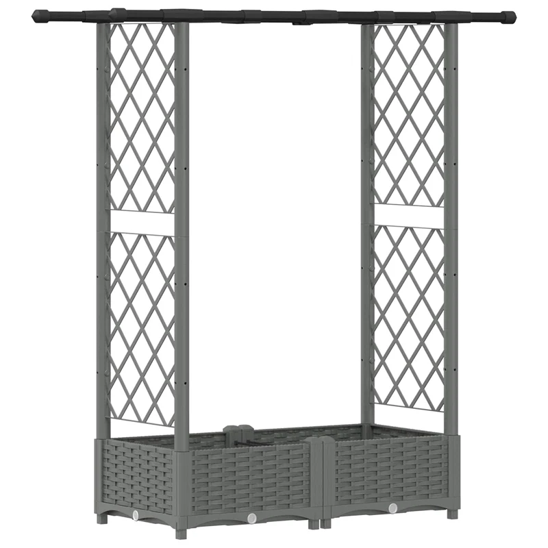 Cama Elevada Con Trellis Y Techo Gris Claro 122,5 X 40 X 121 Cm
