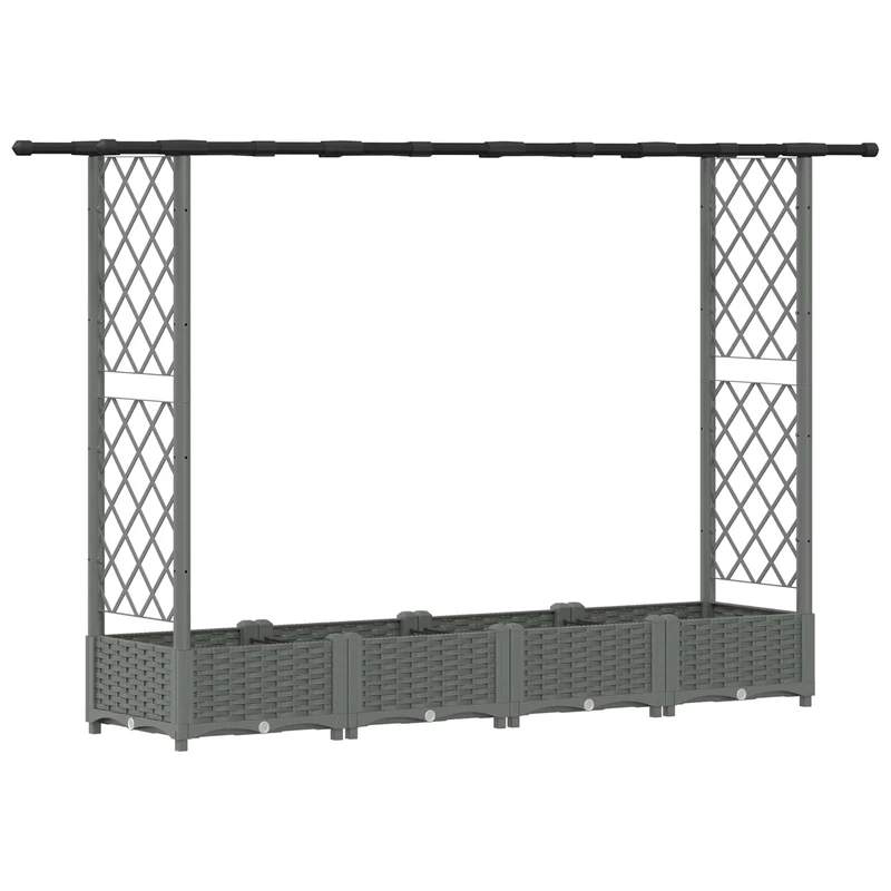 Cama Elevada Con Trellis Y Techo Gris Claro 203 X 40 X 121 Cm