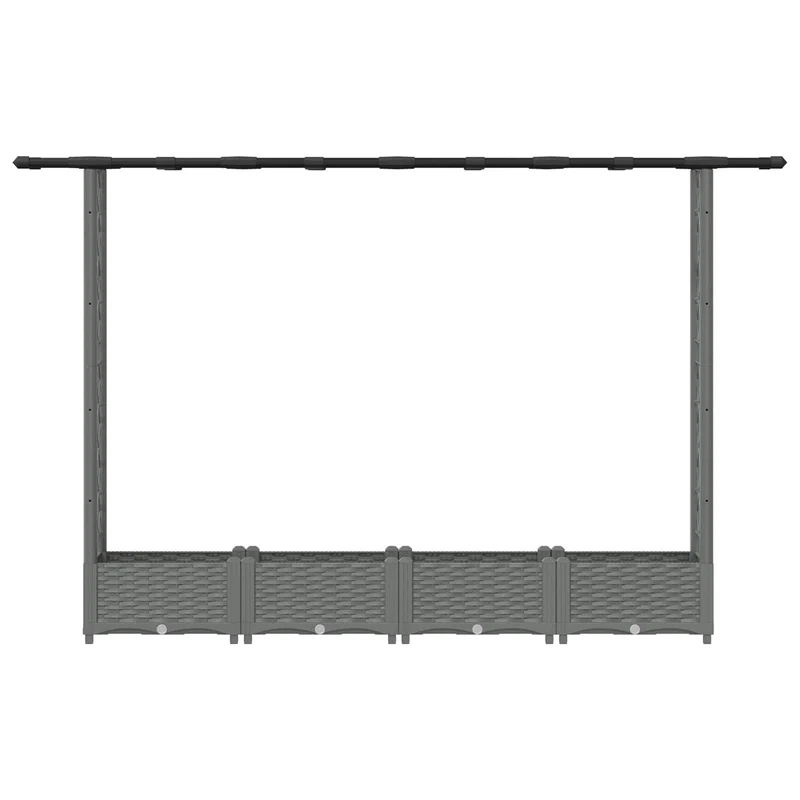 Cama Elevada Con Trellis Y Techo Gris Claro 203 X 40 X 121 Cm