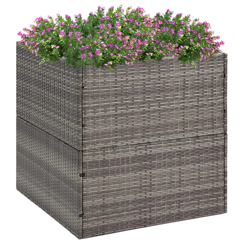 Jardinera Ratán Sintético Gris 80x80x80 Cm