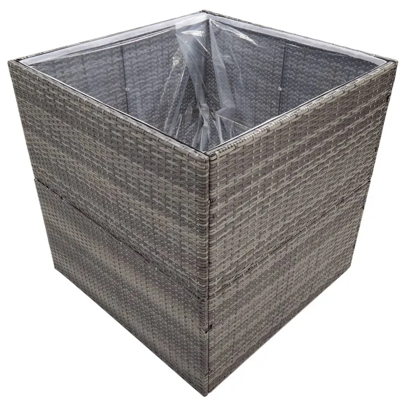 Jardinera Ratán Sintético Gris 80x80x80 Cm