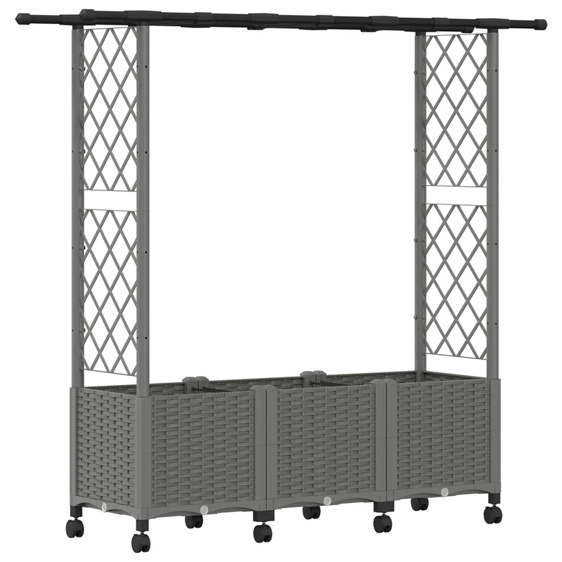 Cama Elevada Con Trellis Y Techo Gris Claro 162,5 X 40 X 142 Cm