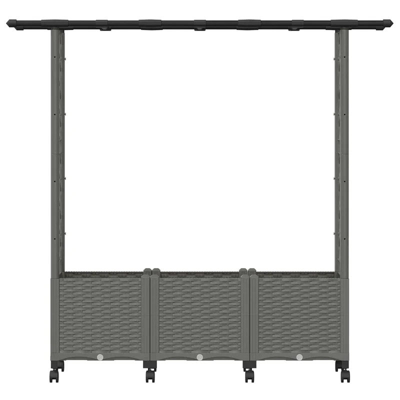 Cama Elevada Con Trellis Y Techo Gris Claro 162,5 X 40 X 142 Cm