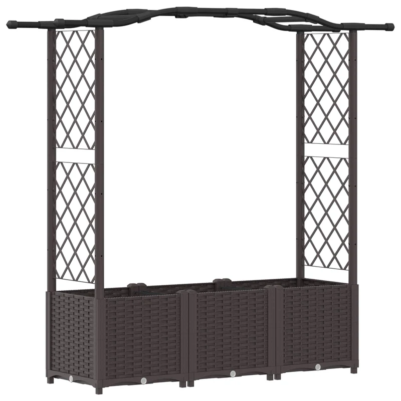 Cama Elevada Con Trellis Y Techo Marrón 164 X 40 X 138 Cm Pp
